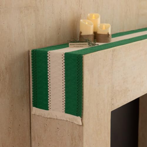 Keketoarrange Christmas Green Boho Table Runner 12x36 Inch - color: Christmas Green, size: 36"L