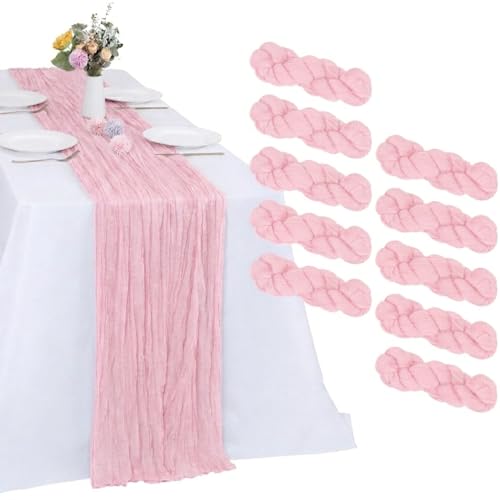 10 Pack Pink Cheesecloth Table Runner 17 x 108 Inch - color: Pink, size: 10Pcs - 9 Ft