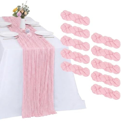 10 Pack Pink Cheesecloth Table Runner 17 x 108 Inch - color: Pink, size: 10Pcs - 9 Ft