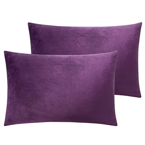 NTBAY Toddler Velvet Pillowcases, Set of 2, Zipper, Purple - color: Purple, size: 18" x 13" (Pack of 2)