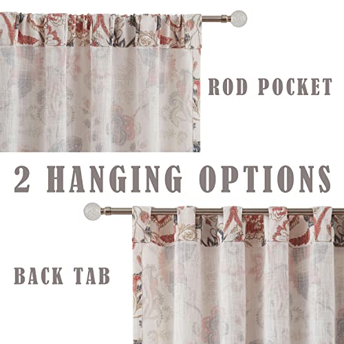 Kayne Studio Navy Red Jacobean Floral Rod Pocket Semi Sheer Curtains 84Inch - color: Navy Red, size: 52"W x 84"L (Pack of 2)