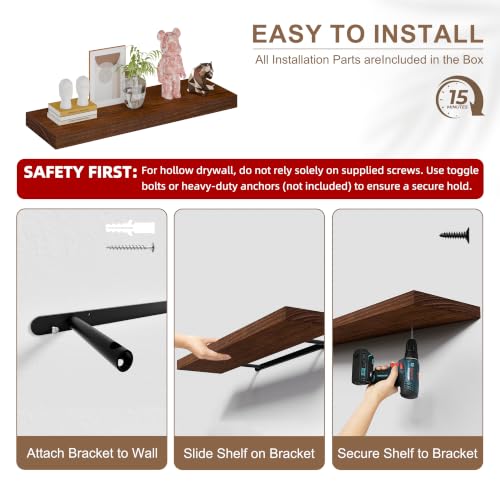 60in Floating Shelves, 2-Pack 12in Deep Wall Shelf