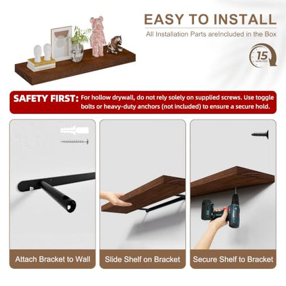 60in Floating Shelves, 2-Pack 12in Deep Wall Shelf