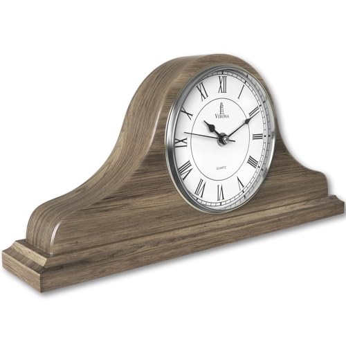 Mantel Clock for Living Room, Grey Ash Wooden Farmhouse Silent Mantle Clock - color: Grey Ash