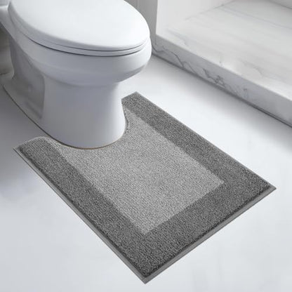 anllugs Bathroom Rugs U-Shaped, 20" x 24" Soft Bath Rugs, Grey & Dark Grey - color: Grey & Dark Grey, size: 20" X 24"