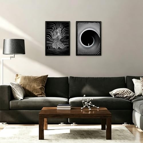 AUUAUU 2 Pcs Black and White Abstract Wall Art 16x24 Inches Black Framed - color: Black Framed Abstract Prayer, size: 16x24 Inch