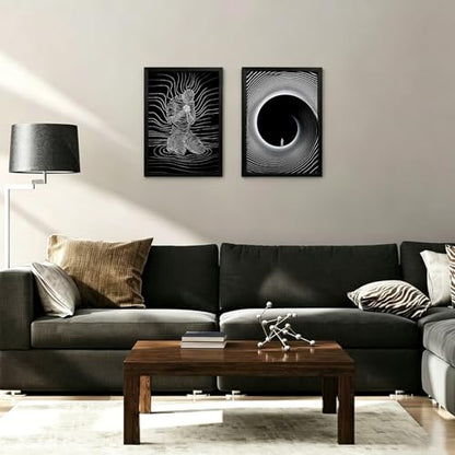 AUUAUU 2 Pcs Black and White Abstract Wall Art 16x24 Inches Black Framed - color: Black Framed Abstract Prayer, size: 16x24 Inch