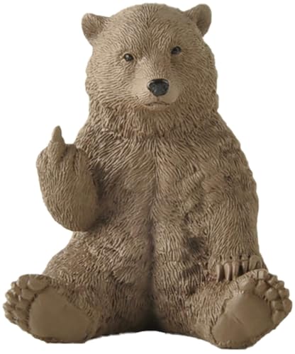 Brown Bear Middle Finger Figurine, Hilarious Funny Resin Bear Statue - color: Brown, size: 3 inch