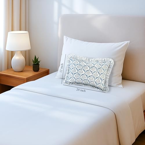 CPC Indigo Regal Block Print Ruffle Sham Pillow Cover 12x20 Inch, Pack of 1 - color: Indigo Regal, size: 20" x 12" (Pack of 1)