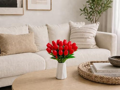 Mandy's 20 Stems Red Artificial Tulip Flowers for Home Centerpieces - color: Red 20pcs
