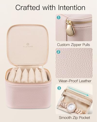 VLANDO Jewelry Organizer with Clear 6 Velvet Bags,Pink - color: 6PCS-Pink