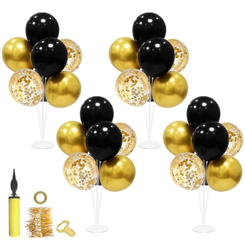 ZJDHPTY 4 Set Black and Gold Balloon Stand Table Centerpieces Party Decor - color: Black Gold 4
