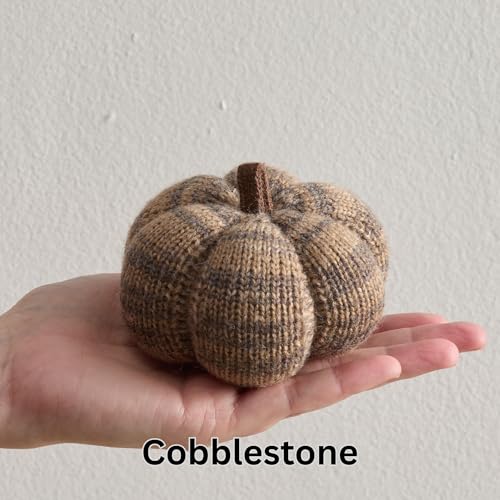Set of 3 Cozy Mini Knit Pumpkins (Cobblestone Multi-Size Set) - color: Cobblestone Multi-sized