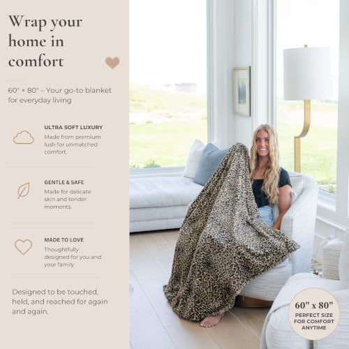 GRACED SOFT LUXURIES Faux Fur Throw Blanket Leopard Soft Cozy XL 60x80 - color: Classic Leopard, size: Extra Large 60" x 80"