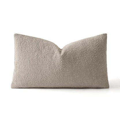 MIULEE Textured Boucle Lumbar Pillow Cover for Bed 12x20 Light Brown - color: Light Brown, size: 20" x 12" (Pack of 1)