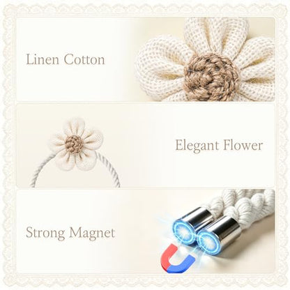 VIS'V Magnetic Curtain Tiebacks, Boho Curtain Holdbacks, Cream, 2 Pcs - color: Cream