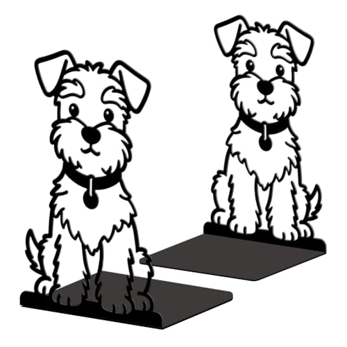 Peacoblue 5.3"x4.3"x7.9" Metal Bookends, Heavy Duty Book Ends for Shelves - style: Cute Shanari Dog