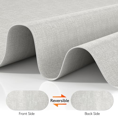 DOLOPL Oval Placemats Set of 6, Gray Faux Leather Place Mats, Large - color: Gray, size: Large: 13.8" x 21.6"