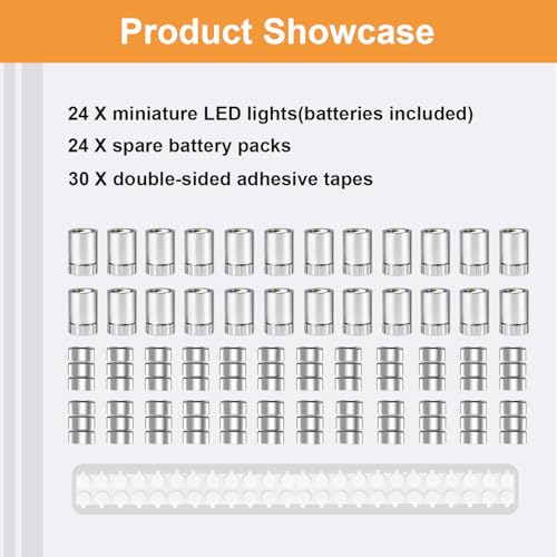 Aogist 24 PCS White Mini LED Spot Lights, Battery Operated Tiny SMD Lamps - color: White, size: 24