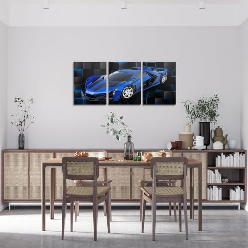 Feelyou Race Car Wall Art 12" x 16" x 3 - color: Azure