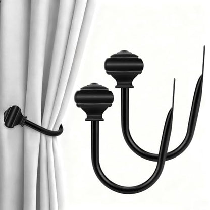 USFOOK Black Curtain Holdbacks, Decorative Drapery Tiebacks, 2 Pack/1 Pair - color: Black