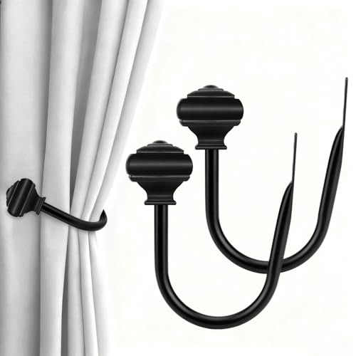 USFOOK Black Curtain Holdbacks, Decorative Drapery Tiebacks, 2 Pack/1 Pair - color: Black