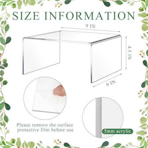 RattanView 2 Pcs 9 x 9 x 4.5'' Clear Square Acrylic Shelf Riser, 5mm Thick - color: Clear, size: 9 x 9 Inch, 5 mm