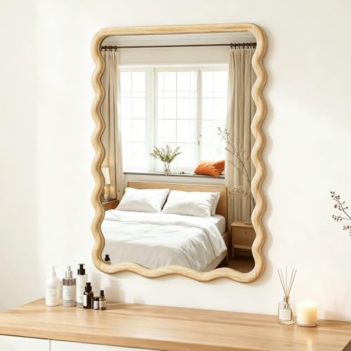 Wavy Mirror for Wall, 30"x20" Bathroom Vanity Mirror - size: 30"L x 20"W