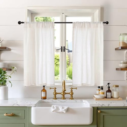 BGment Linen Curtains 36 Inch Length for Small Window Over Sink - color: Linen, size: 30"W x 36"L (Pack of 2)