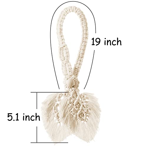 2 Pack Boho Curtain Tiebacks, Beige - color: S2