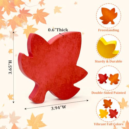Fall Table Decor 3 PCS-Autumn Harvest Leaves Decorations for Home Indoor - style: Wooden Maple