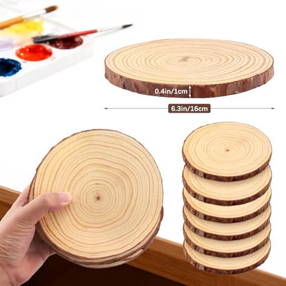 FSWCCK 6 Wood Slices 6-7in, Unfinished Bark Discs for Centerpieces - size: 6 Pcs 6"-7"