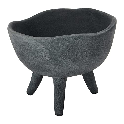 Creative Co-Op Boho Terracotta Footed Bowl, Slate Grey - color: Slate Grey, size: 4"