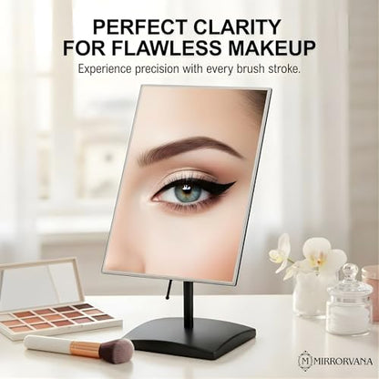 MIRRORVANA Large Adjustable Table Desk Mirror with Stand, 9.8" x 7" (Black) - color: Black