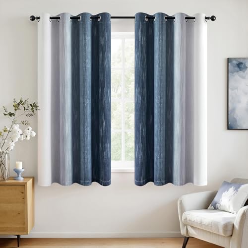 MIULEE Navy Blue and Greyish White Ombre Blackout Curtains 52Wx54L Set of 2 - color: Navy Blue and Greyish White, size: 52"W x 54"L (Pack of 2)