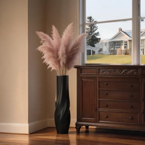 Modern Black Floor Vase, 24 Inch Tall Resin Home Decor Vases, Large Sturdy Vase for Living Room, Office, Bedroom Decor with 5" Opening for Dried Pampas Grass, Branches & Feathers - color: Black