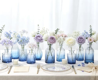 Fixwal 36 Blue Bud Vases Glass Bud Vase Set of 36, Small Vases for Flowers - color: Blue, size: 36pcs