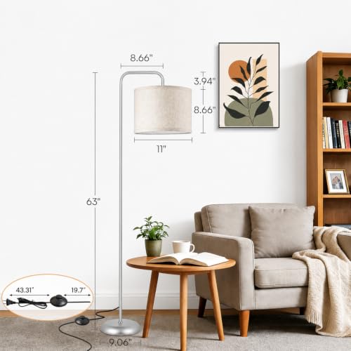 TJOY Floor Lamp, ‌Silver‌ Standing Floor Lamp for LivingRoom with 3CCT Bulb - color: Silver‌