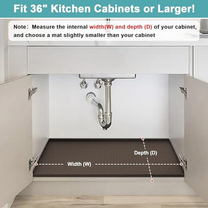 Under Sink Tray for Kitchen Waterproof, Brown, 34" x 22" - color: Brown, size: 34" x 22"