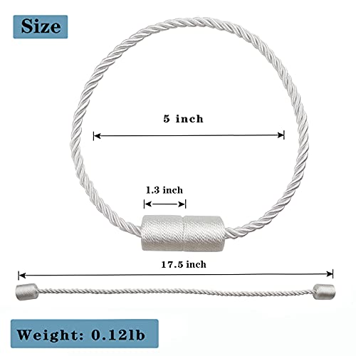 Magnetic Curtain Tiebacks Holdbacks Decorative Tie Backs for Windows Porlau - color: White