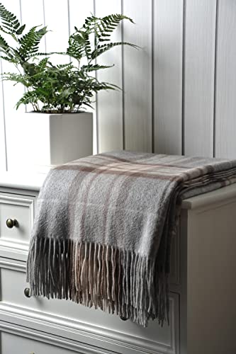 EP Mode 100% Pure Cashmere Throw Blanket for Sofa, Grey Tartan - color: Grey Tartan