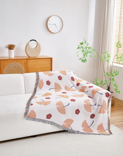 Erke Boho Throw Blanket Cushion Cover Sheet Blanket Chair Recliner Cover Rug Hanging Tapestry Furniture Slipcover (Ginkgo Leaf, 50" X 70") - color: Ginkgo Leaf