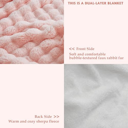 50"x60" Ultra-Soft Fuzzy Faux Fur Throw Blanket, Bubble Pink - color: Bubble Pink, size: Throw (50" x 60")