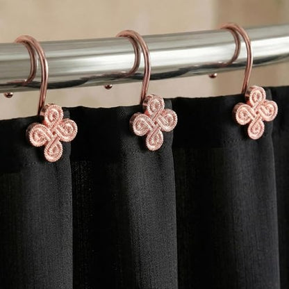 Rose Gold Shower Curtain Hooks: Rust Proof Metal Curtain Rings, 12Pcs - color: Rose Gold