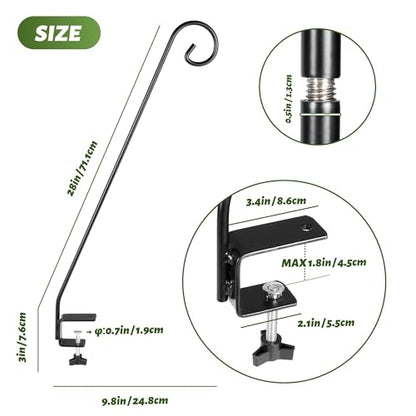 MIXXIDEA Heavy Duty Extensible Deck Hook - Adjustable for Hanging Bird Feeders, Plants, Suet Baskets, Wind Chimes, Lanterns - size: 28in Long Curled Hook-1 Pack