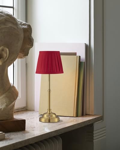KDG Gold Cordless LED Table Lamps Set of 2, Red Fabric Shade Desk Lamps - color: Gold + Red Lampshade (2 Pack)
