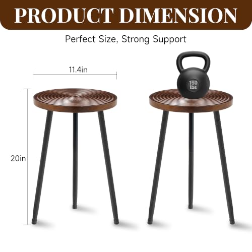 Lawn Social Tall Plant Stand Indoor, 20" Wood Metal Pedestal, Walnut - color: Dark Walnut