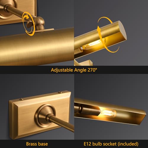 24 inch Brass Picture Light Hardwired Picture Light for Wall - color: Brass, size: 24in