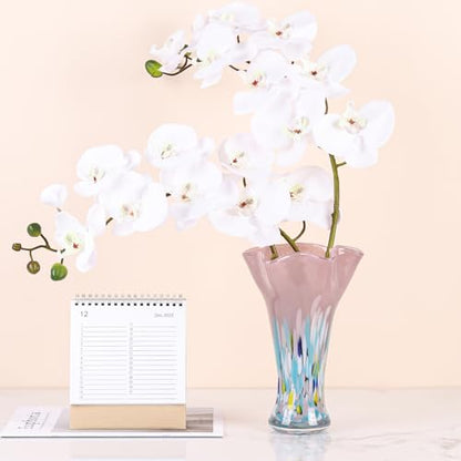 9.0" H Blush Glass Vases for Flower, Unique Hand Blown Glass Vase - color: Blush