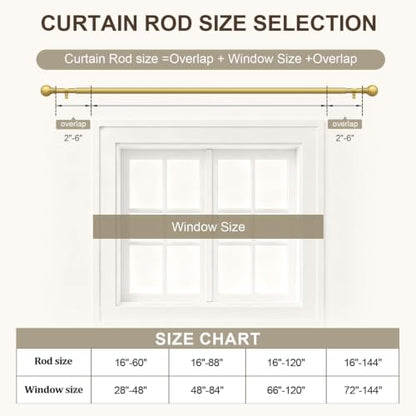 Modern Gold Curtain Rods for Windows 28 to 48 Inches Adjustable - color: Gold, size: 16"-60"|1 Pack